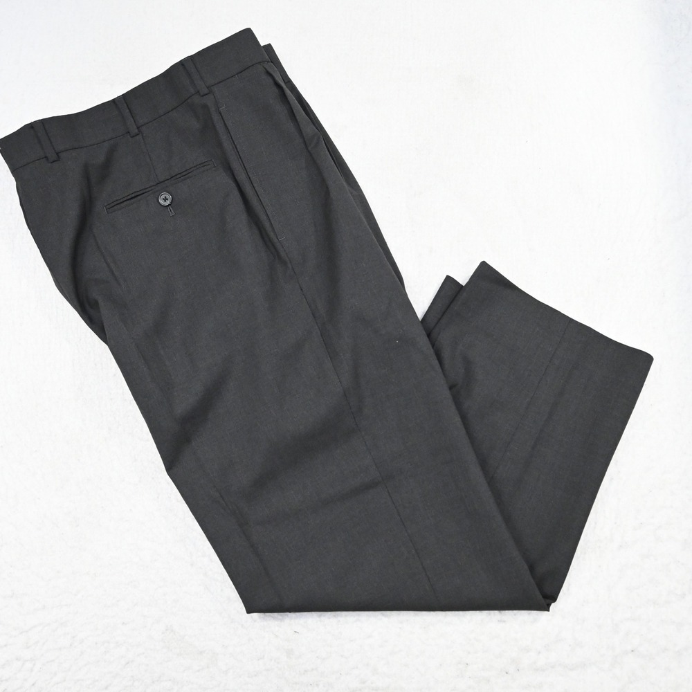 Brooks Brothers Saxon Dress Pants Men 34 Madison Fit Gray Pleated Wool USA Made